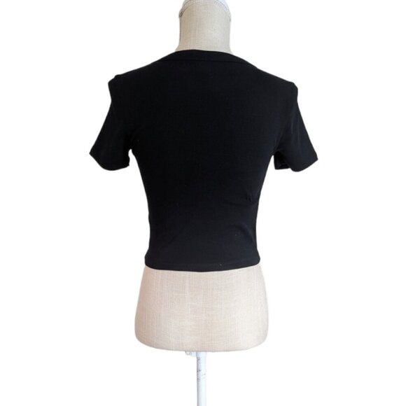 Wild Fable Womens Love Spellout Cropped Tee Black Top - Picture 5 of 6